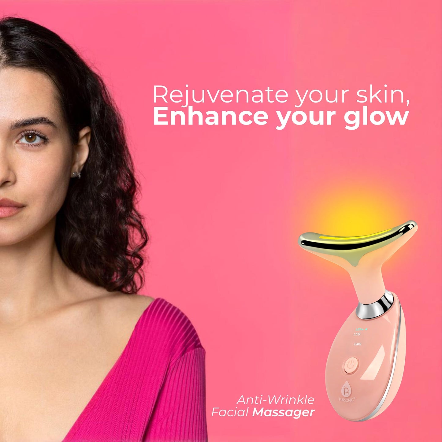 Pursonic 7-in-1 LED Light Therapy Beauty Device - Red Light Therapy Face & Neck Sculpting Wand-2